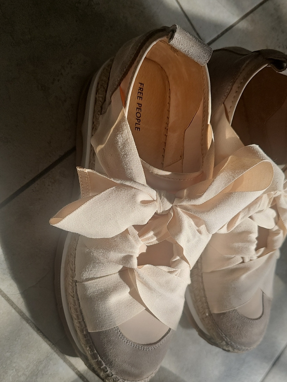 Free People Ivory Bow Chapmin Espadrille Sneakers